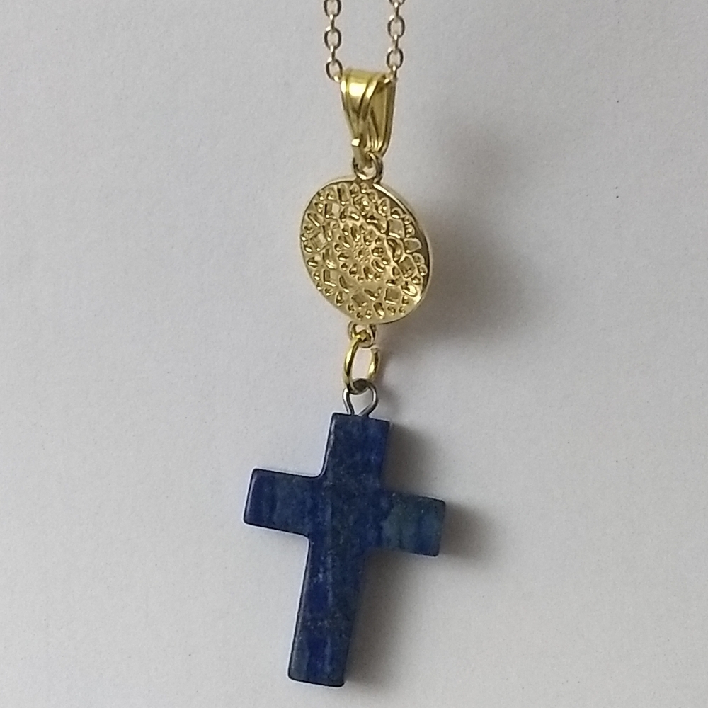 LAPIS LAZULI CROSS - Religious gemstone jewelry